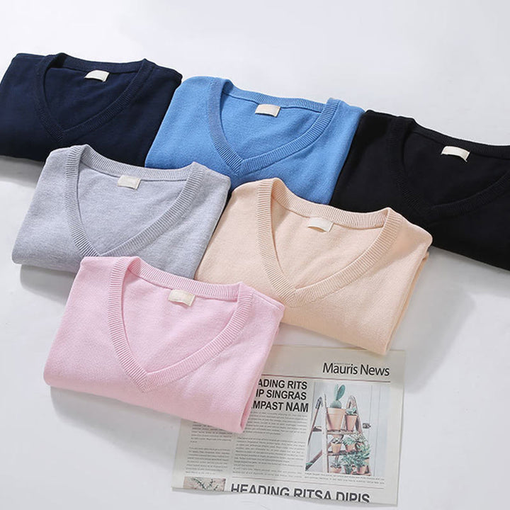 Suéter de manga larga para hombre, de algodón, con cuello en V, color liso y diseño sencillo, con Buddha Stones - image 13