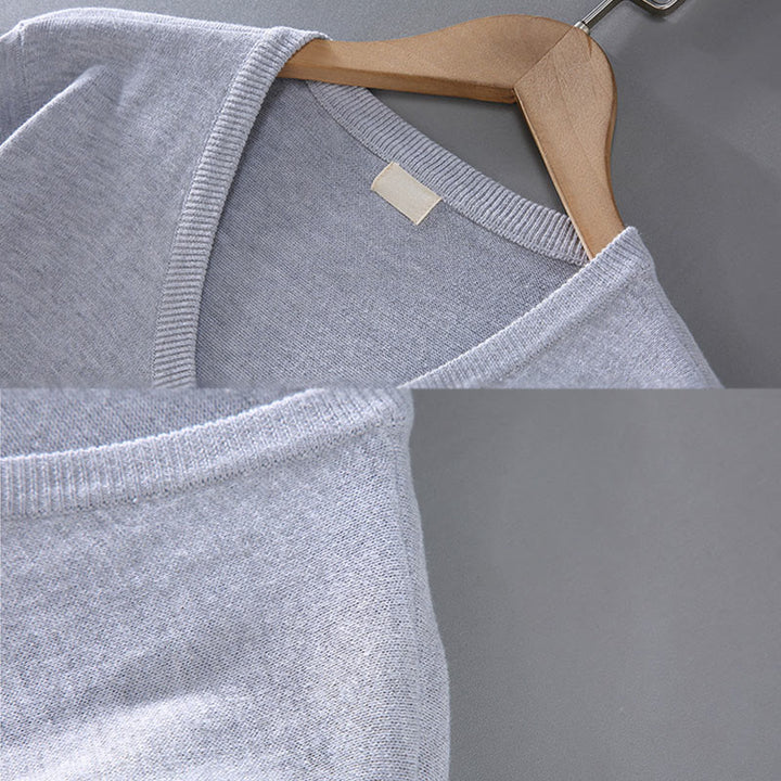 Suéter de manga larga para hombre, de algodón, con cuello en V, color liso y diseño sencillo, con Buddha Stones - image 4