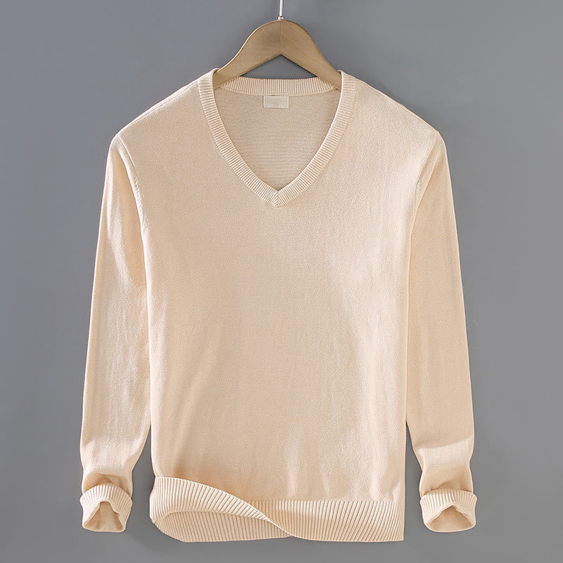 Suéter de manga larga para hombre, de algodón, con cuello en V, color liso y diseño sencillo, con Buddha Stones - PapayaWhip - US/UK/AU42, EU52 (3XL) - image 8