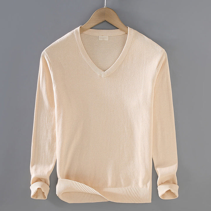 Suéter de manga larga para hombre, de algodón, con cuello en V, color liso y diseño sencillo, con Buddha Stones - PapayaWhip - US/UK/AU42, EU52 (3XL) - image 8