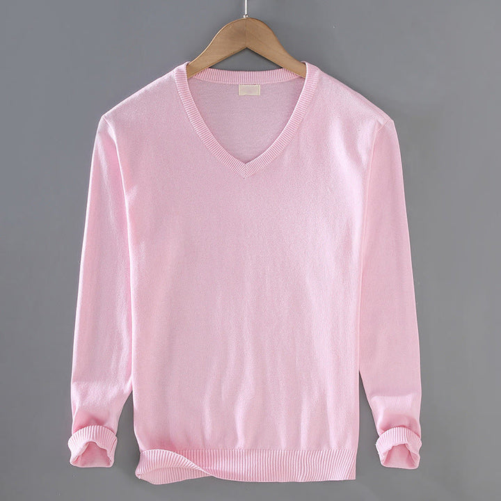 Suéter de manga larga para hombre, de algodón, con cuello en V, color liso y diseño sencillo, con Buddha Stones - Rosa - US/UK/AU42, EU52 (3XL) - image 11