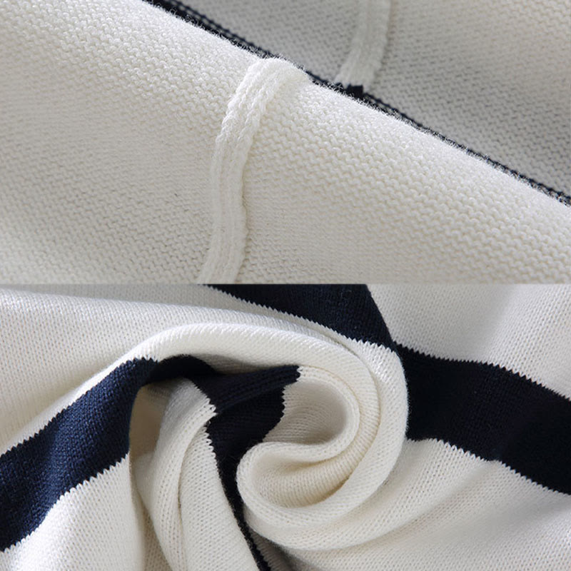 Suéter de algodón de manga larga para hombre con diseño de media cremallera y rayas en contraste de colores y Buddha Stones - image 6