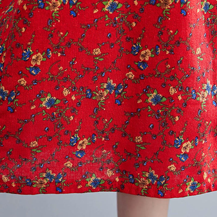 Vestido midi de algodón con mangas largas y bolsillos para mujer, diseño floral y cordón ajustable de Buddha Stones Commute - image 28