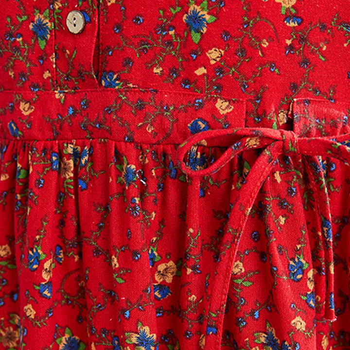 Vestido midi de algodón con mangas largas y bolsillos para mujer, diseño floral y cordón ajustable de Buddha Stones Commute - image 27