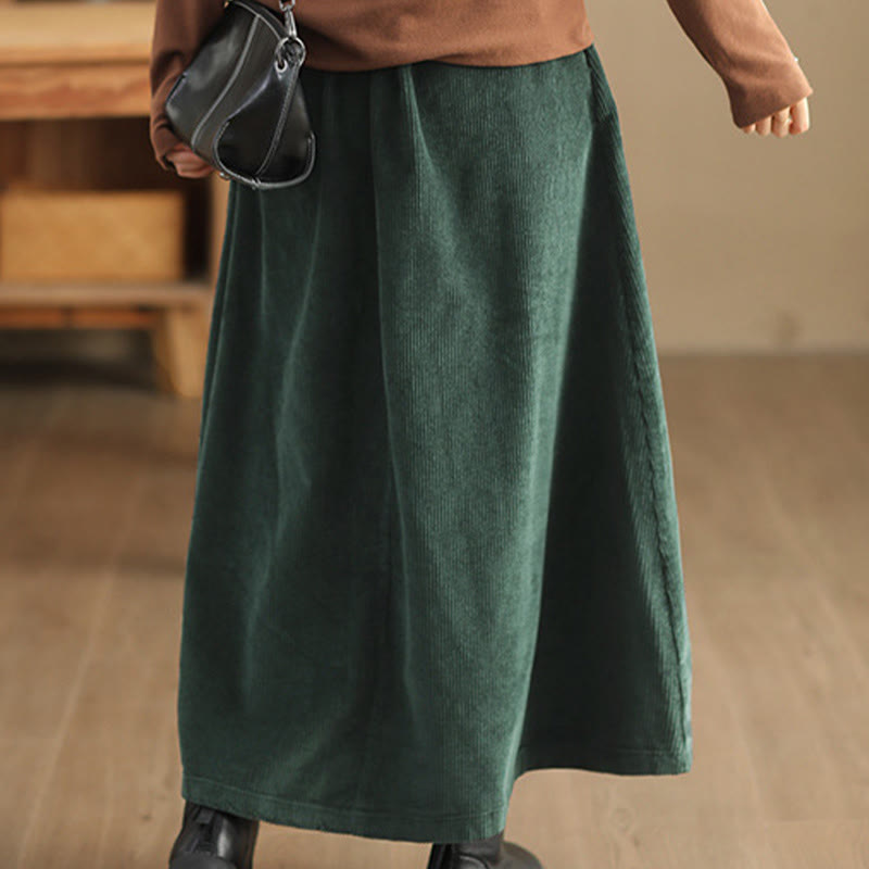 Falda de pana lisa Buddha Stones para mujer, de largo 7-8, con bolsillos - image 4