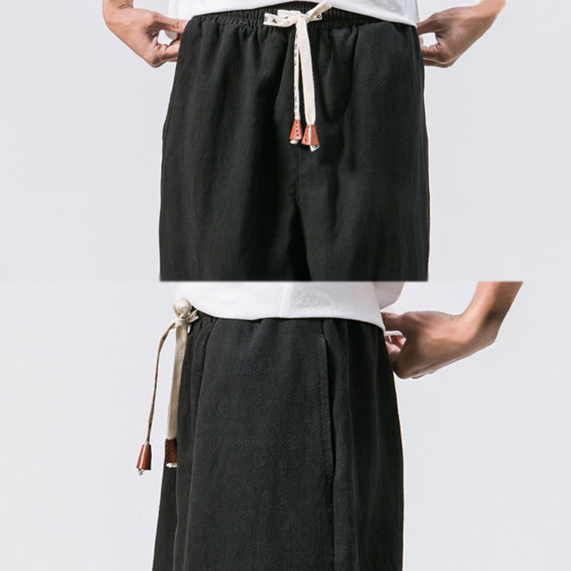 Pantalones harén de algodón con diseño sencillo y bolsillos de Buddha Stones para hombre - image 16