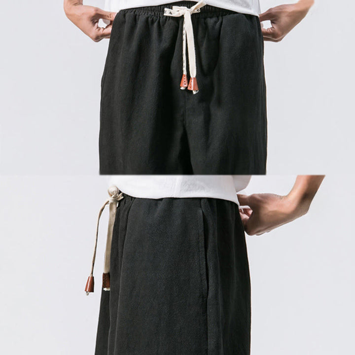 Pantalones harén de algodón con diseño sencillo y bolsillos de Buddha Stones para hombre - image 16