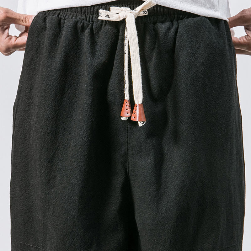 Pantalones harén de algodón con diseño sencillo y bolsillos de Buddha Stones para hombre - image 14