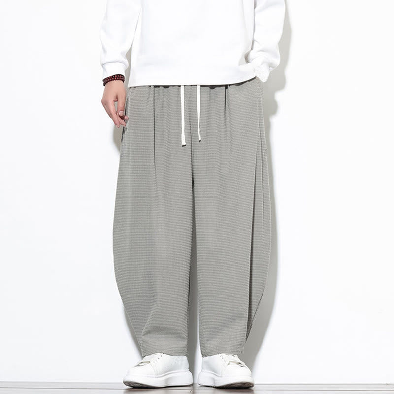 Pantalones harén Buddha Stones de pana de algodón puro liso hasta el tobillo con bolsillos para hombre - image 14