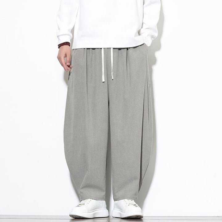 Pantalones harén Buddha Stones de pana de algodón puro liso hasta el tobillo con bolsillos para hombre - image 14