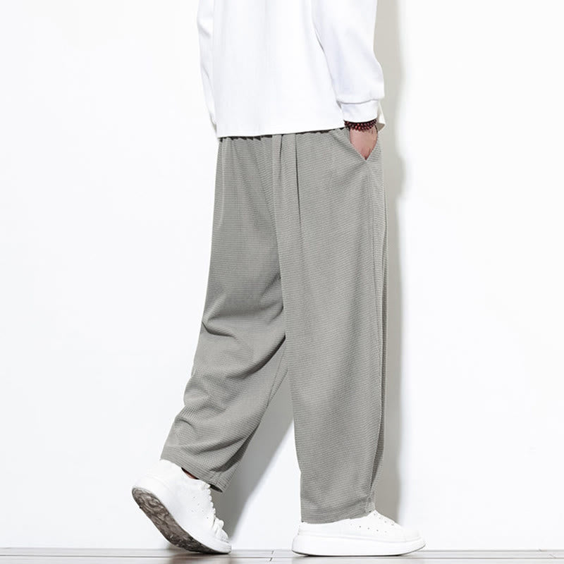 Pantalones harén Buddha Stones de pana de algodón puro liso hasta el tobillo con bolsillos para hombre - image 11