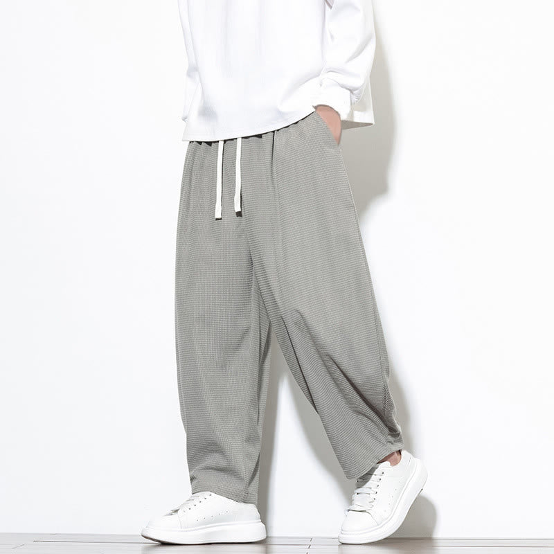 Pantalones harén Buddha Stones de pana de algodón puro liso hasta el tobillo con bolsillos para hombre - Gris claro - US/UK/AU46, EU56 (5XL) - image 8