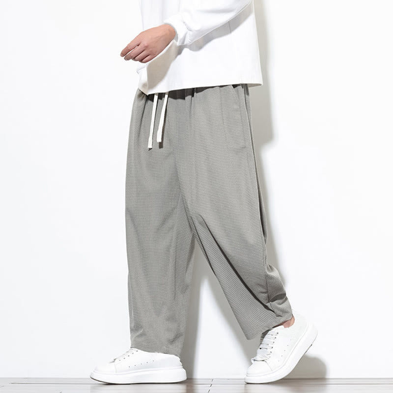 Pantalones harén Buddha Stones de pana de algodón puro liso hasta el tobillo con bolsillos para hombre - image 12