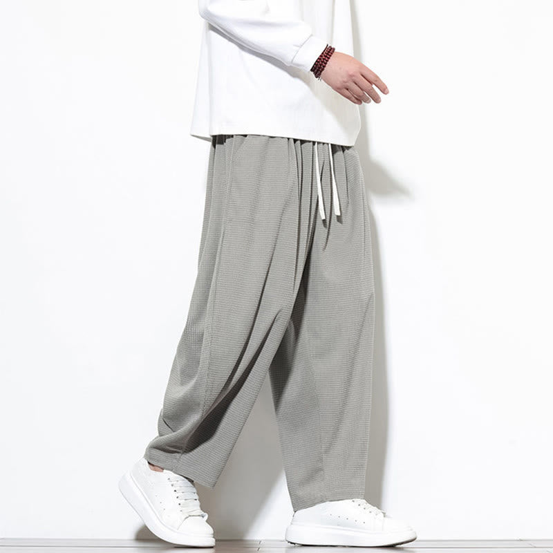 Pantalones harén Buddha Stones de pana de algodón puro liso hasta el tobillo con bolsillos para hombre - image 13