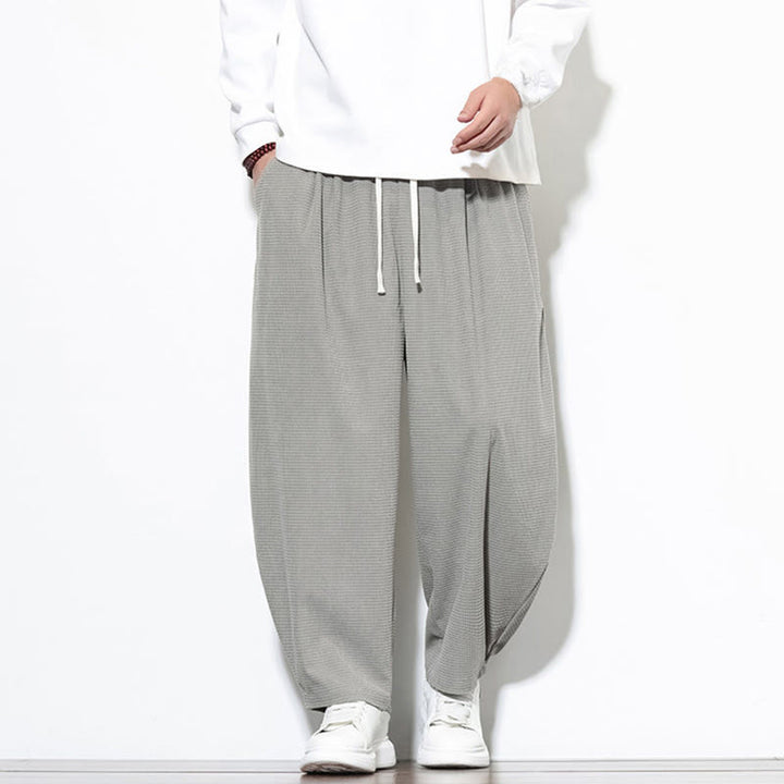 Pantalones harén Buddha Stones de pana de algodón puro liso hasta el tobillo con bolsillos para hombre - image 15