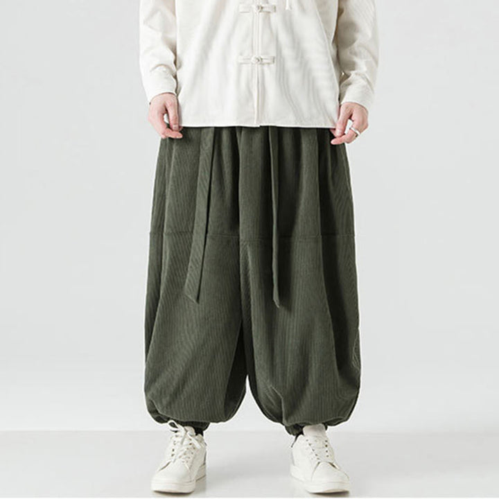 Pantalones harén de pana de algodón puro con bolsillos para hombre, de color liso, de Buddha Stones, para invierno - image 6