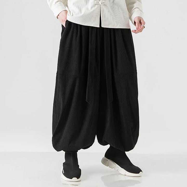 Pantalones harén de pana de algodón puro con bolsillos para hombre, de color liso, de Buddha Stones, para invierno - image 14