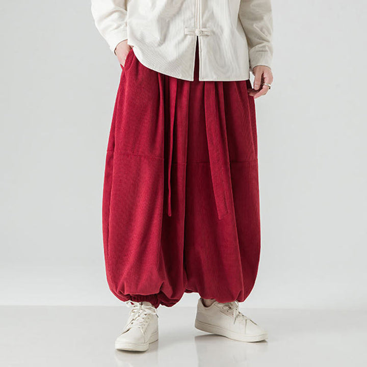 Pantalones harén de pana de algodón puro con bolsillos para hombre, de color liso, de Buddha Stones, para invierno - image 31