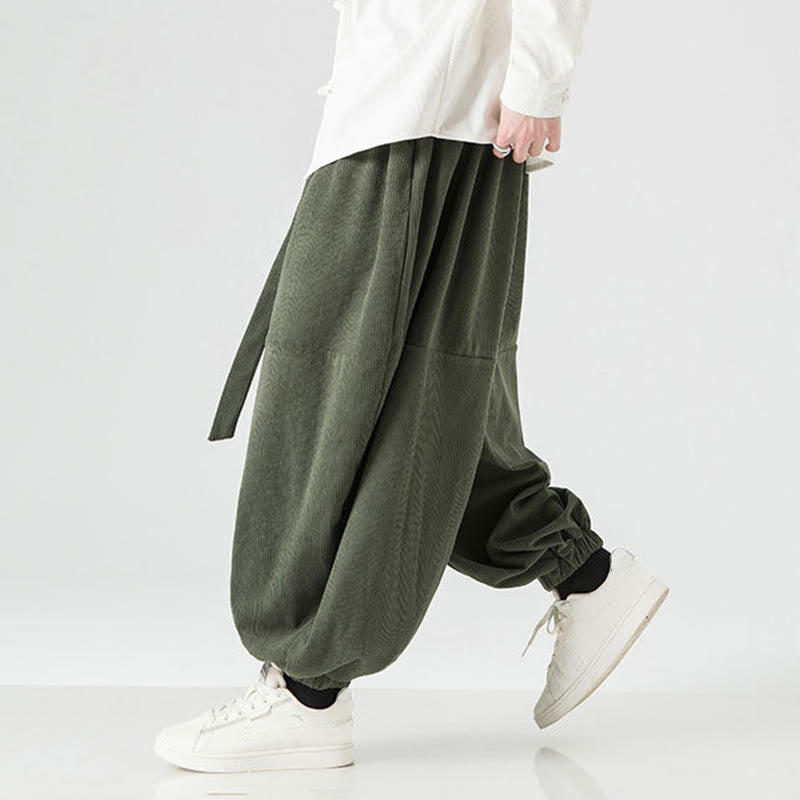 Pantalones harén de pana de algodón puro con bolsillos para hombre, de color liso, de Buddha Stones, para invierno - image 5