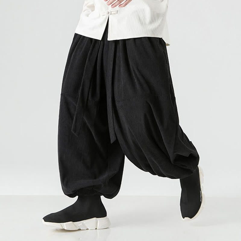 Pantalones harén de pana de algodón puro con bolsillos para hombre, de color liso, de Buddha Stones, para invierno - image 16