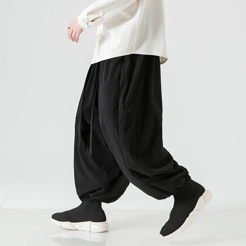 Pantalones harén de pana de algodón puro con bolsillos para hombre, de color liso, de Buddha Stones, para invierno - image 15