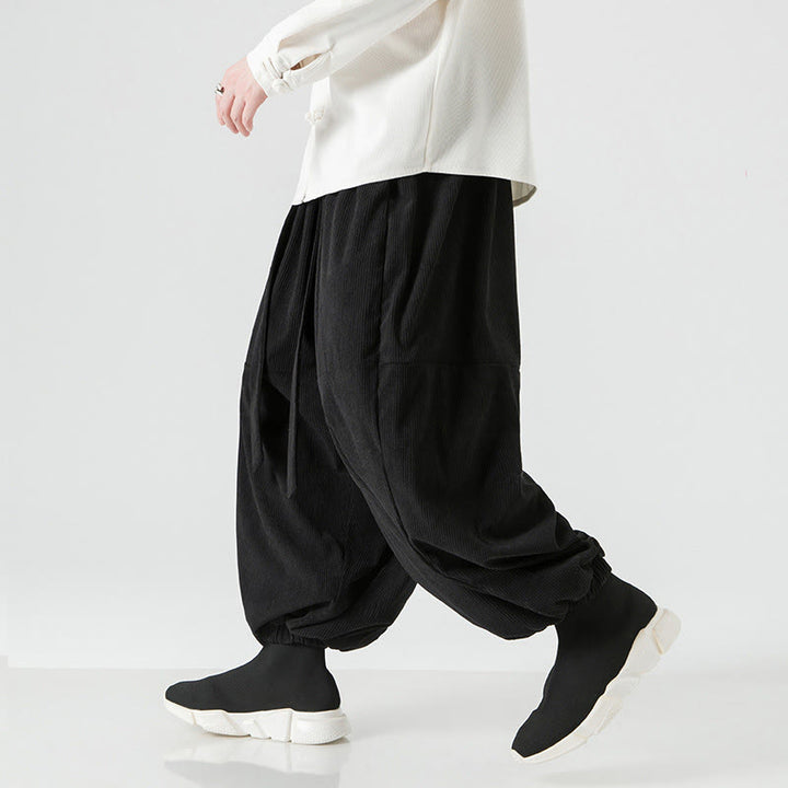 Pantalones harén de pana de algodón puro con bolsillos para hombre, de color liso, de Buddha Stones, para invierno - image 15