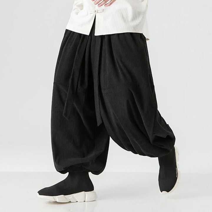 Pantalones harén de pana de algodón puro con bolsillos para hombre, de color liso, de Buddha Stones, para invierno - image 16