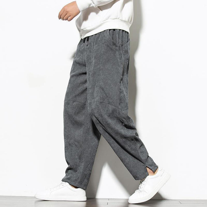 Pantalones cónicos de pana de algodón con bolsillos para hombre Buddha Stones Fall Pure Color - Gris pizarra - US/UK/AU46, EU56 (5XL) - image 0