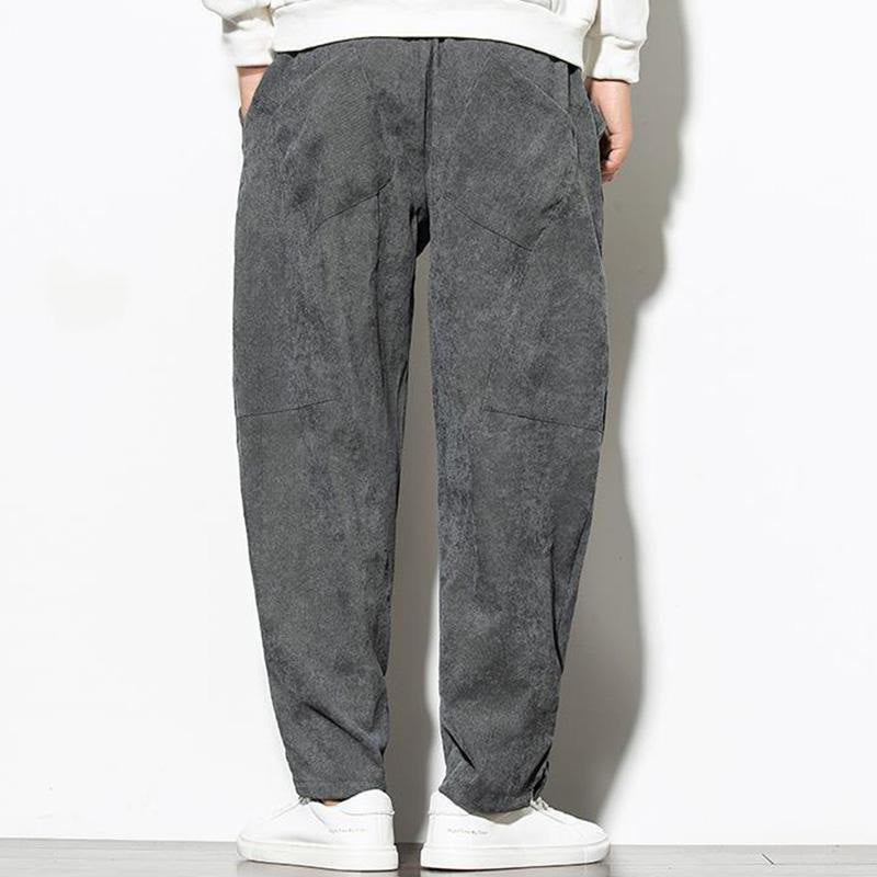 Pantalones cónicos de pana de algodón con bolsillos para hombre Buddha Stones Fall Pure Color - image 6
