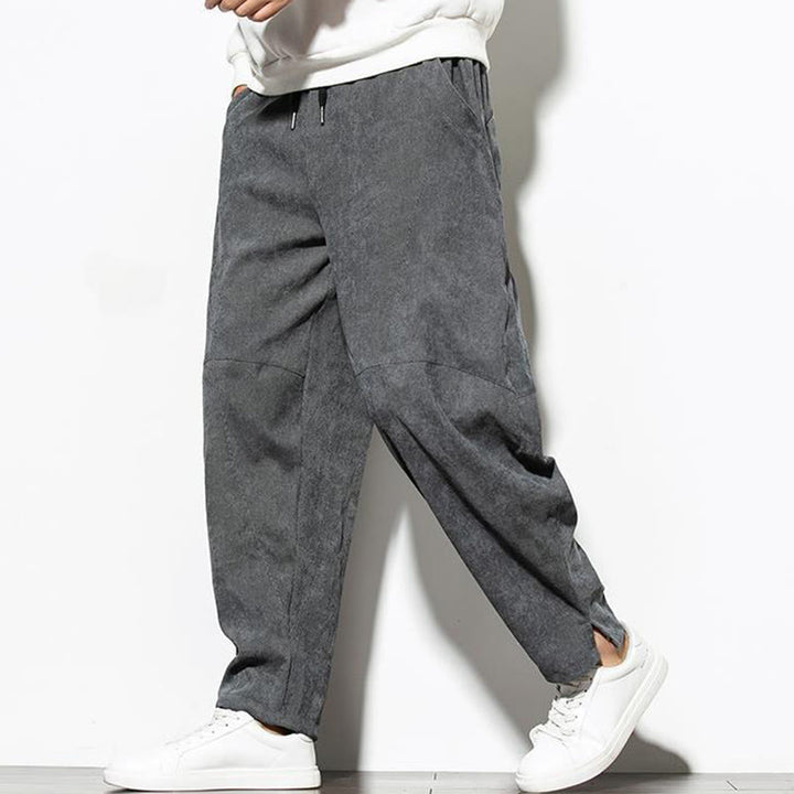 Pantalones cónicos de pana de algodón con bolsillos para hombre Buddha Stones Fall Pure Color - image 2