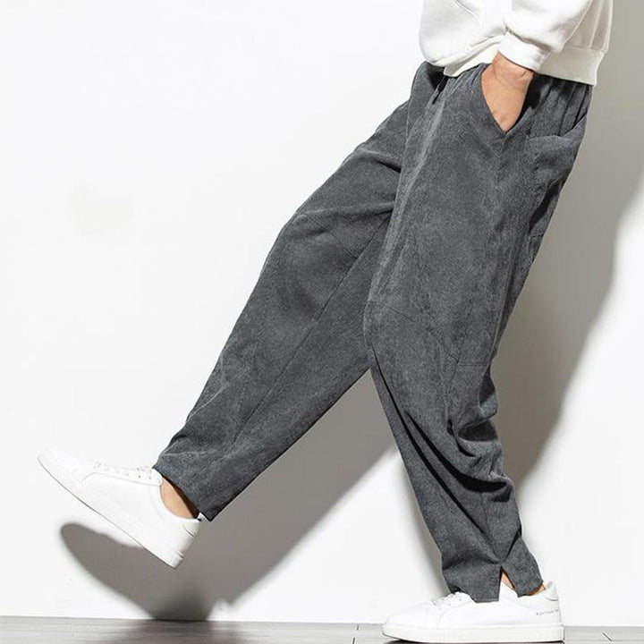 Pantalones cónicos de pana de algodón con bolsillos para hombre Buddha Stones Fall Pure Color - image 8