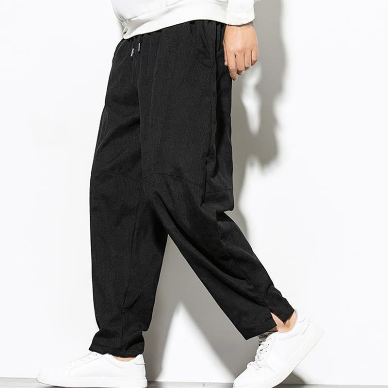 Pantalones cónicos de pana de algodón con bolsillos para hombre Buddha Stones Fall Pure Color - Negro - US/UK/AU46, EU56 (5XL) - image 9