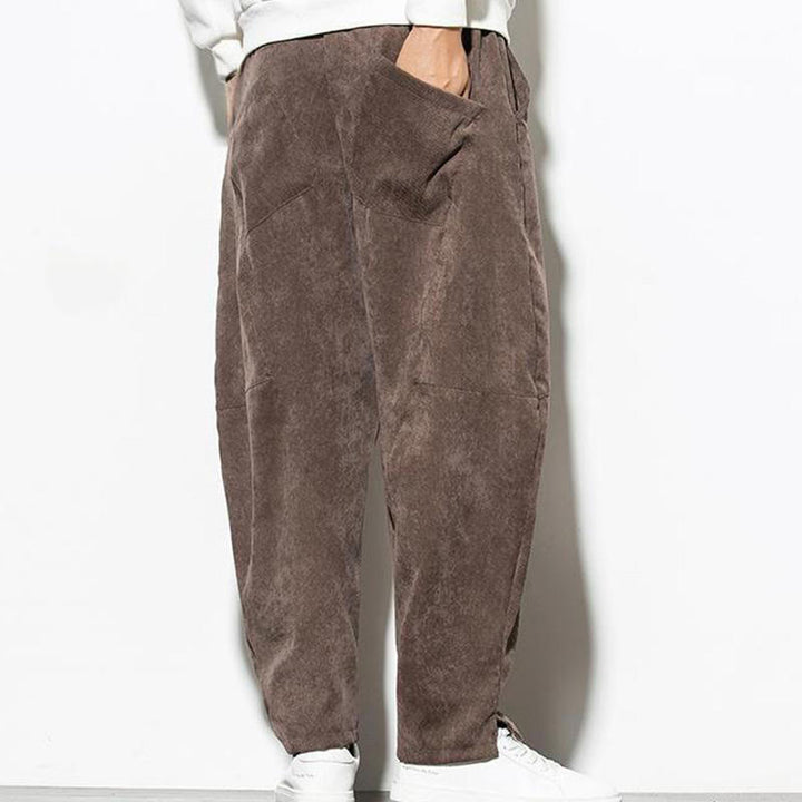 Pantalones cónicos de pana de algodón con bolsillos para hombre Buddha Stones Fall Pure Color - image 28