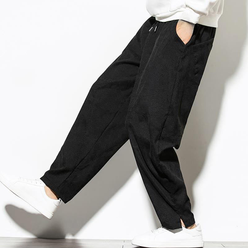 Pantalones cónicos de pana de algodón con bolsillos para hombre Buddha Stones Fall Pure Color - image 17