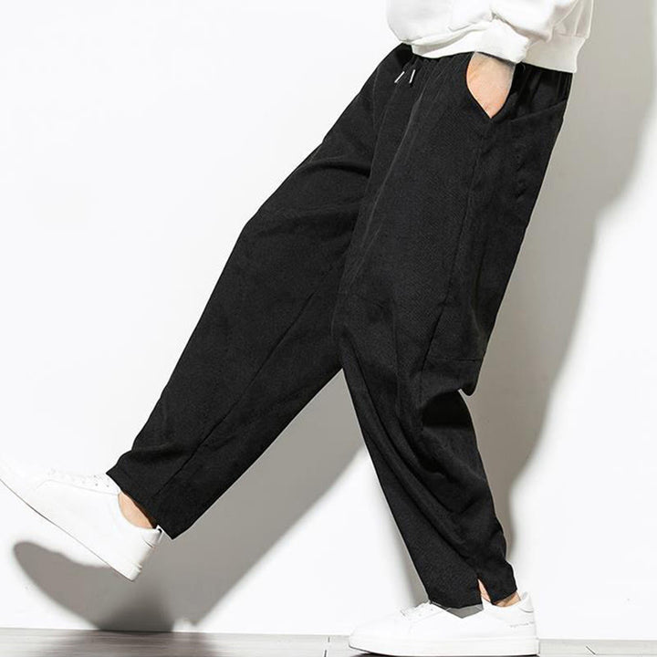 Pantalones cónicos de pana de algodón con bolsillos para hombre Buddha Stones Fall Pure Color - image 17