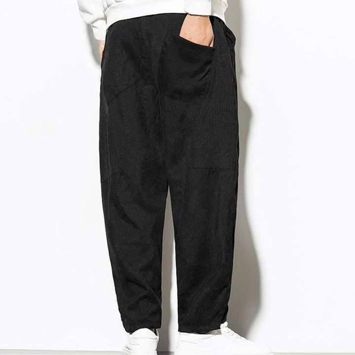 Pantalones cónicos de pana de algodón con bolsillos para hombre Buddha Stones Fall Pure Color - image 15