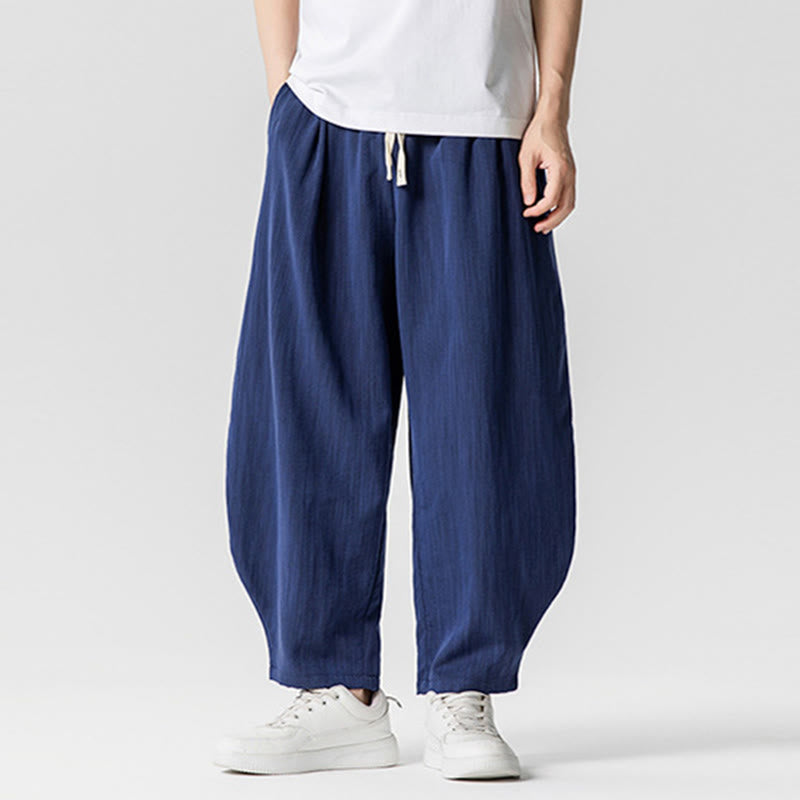 Pantalones tobilleros de algodón con cordón y bolsillos para hombre , de Buddha Stones, de verano, en color puro - image 1