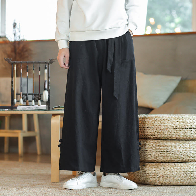 Pantalones anchos de algodón con bolsillos y cordón chino con diseño de Buddha Stones para hombre - Negro - US/UK/AU46, EU56 (5XL) - image 13