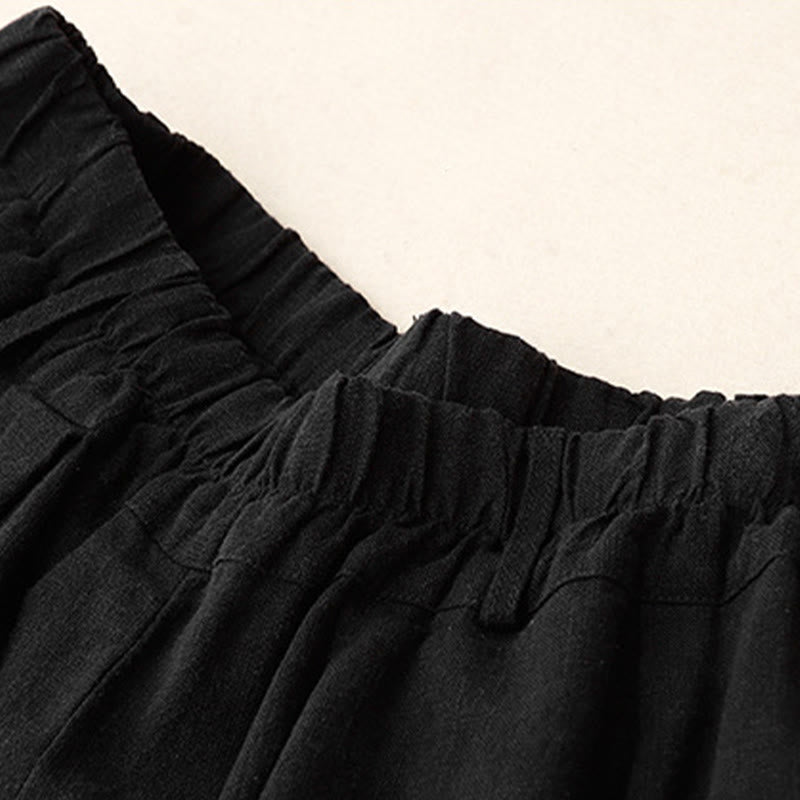 Pantalones anchos de algodón de color liso para mujer con bolsillos y estampados de Buddha Stones - image 2