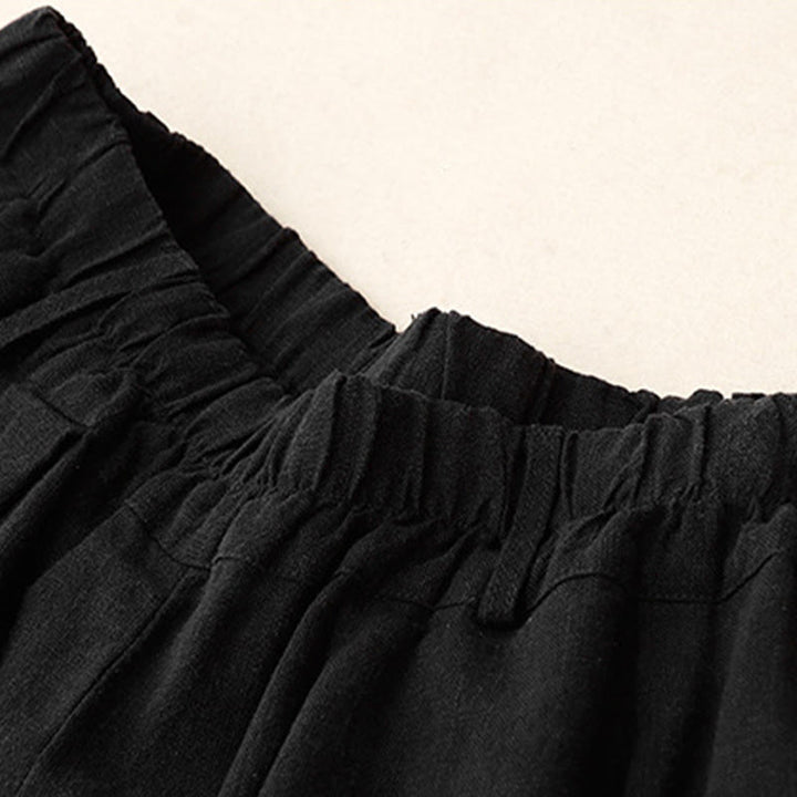 Pantalones anchos de algodón de color liso para mujer con bolsillos y estampados de Buddha Stones - image 2