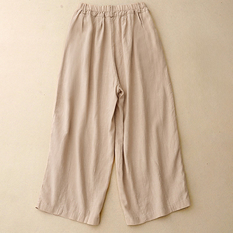 Pantalones anchos de algodón de color liso para mujer con bolsillos y estampados de Buddha Stones - image 12