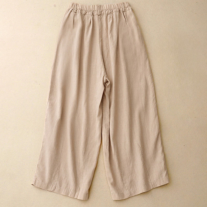 Pantalones anchos de algodón de color liso para mujer con bolsillos y estampados de Buddha Stones - image 12