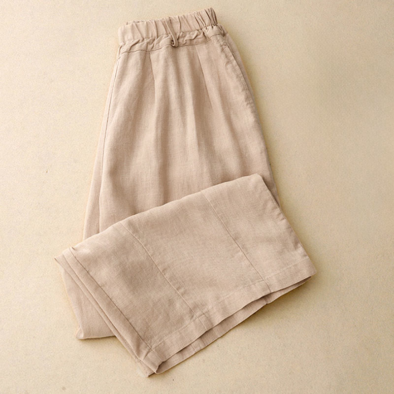 Pantalones anchos de algodón de color liso para mujer con bolsillos y estampados de Buddha Stones - image 14