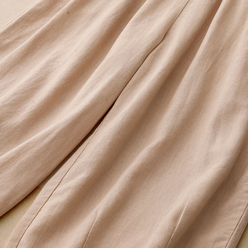 Pantalones anchos de algodón de color liso para mujer con bolsillos y estampados de Buddha Stones - image 13