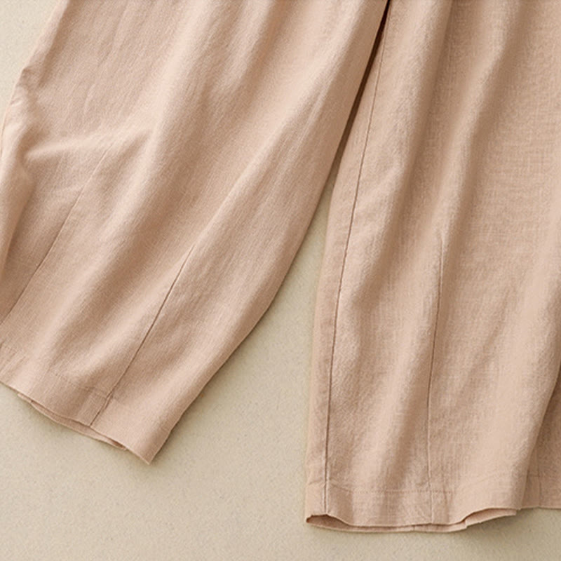 Pantalones anchos de algodón de color liso para mujer con bolsillos y estampados de Buddha Stones - image 17
