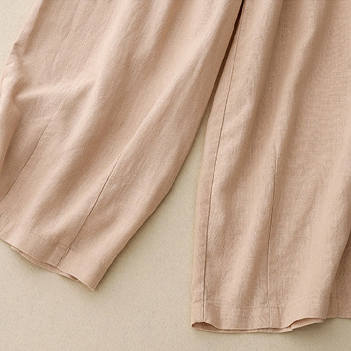 Pantalones anchos de algodón de color liso para mujer con bolsillos y estampados de Buddha Stones - image 17