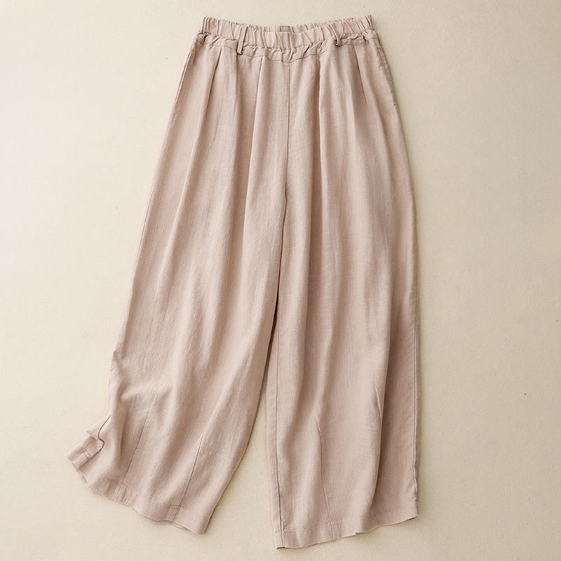 Pantalones anchos de algodón de color liso para mujer con bolsillos y estampados de Buddha Stones - Sopa de mariscos - US8-10，UK/AU12-14，EU40-42 (2XL) - image 11