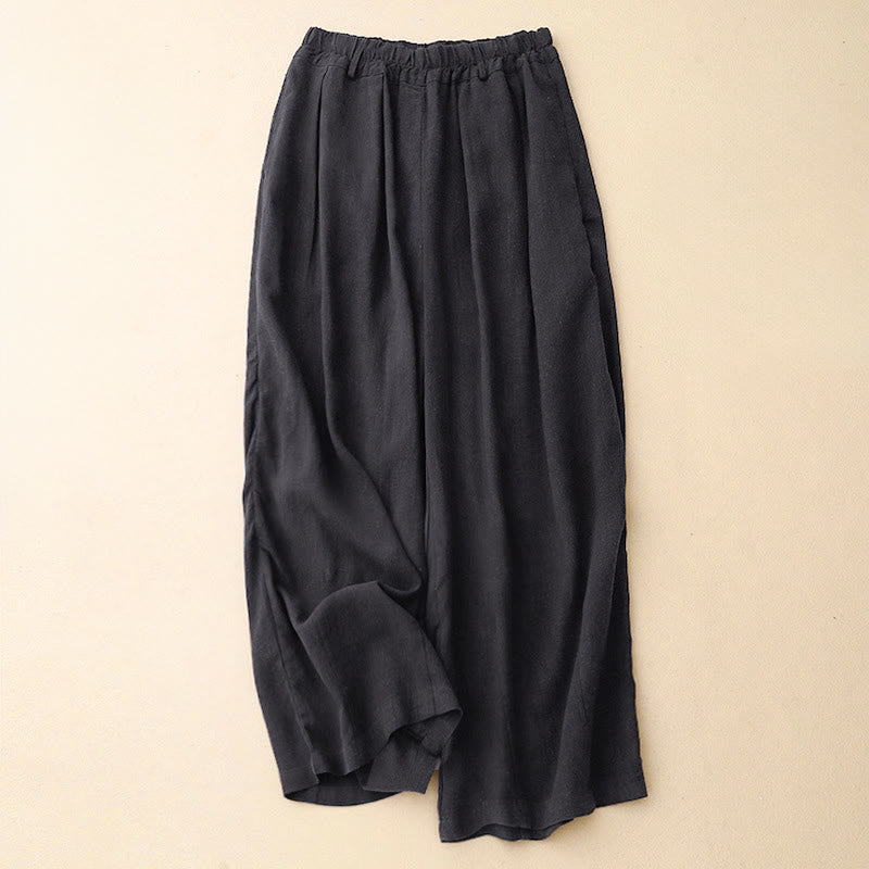 Pantalones anchos de algodón de color liso para mujer con bolsillos y estampados de Buddha Stones - Azul medianoche - US8-10，UK/AU12-14，EU40-42 (2XL) - image 22