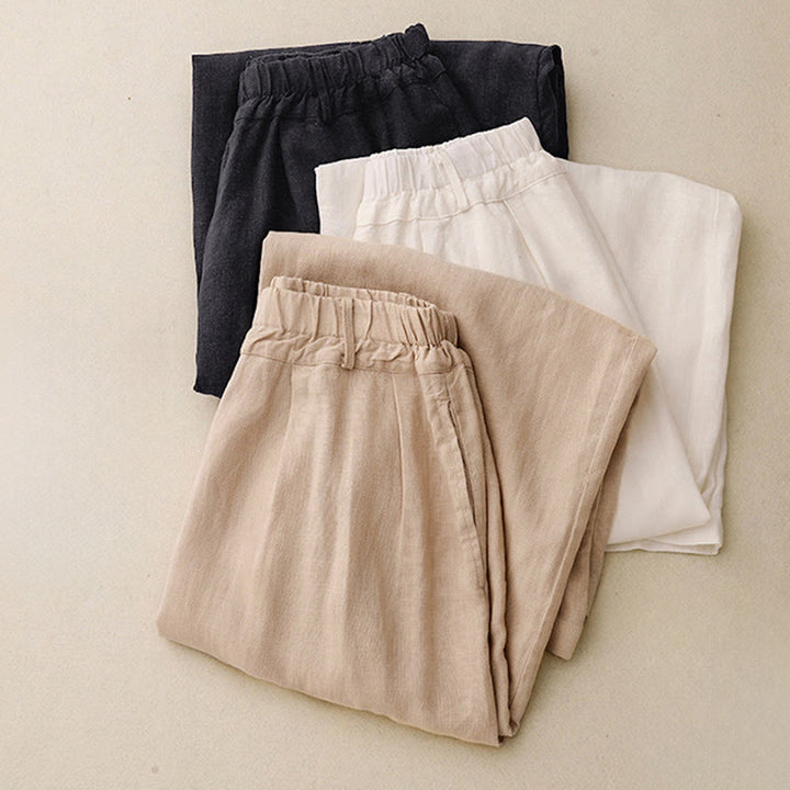 Pantalones anchos de algodón de color liso para mujer con bolsillos y estampados de Buddha Stones - image 28