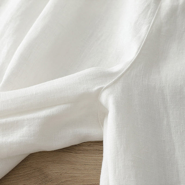 Pantalones anchos con botones y bolsillos para mujer de algodón de color liso con Buddha Stones - image 14